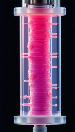 A Glass Tube Is Filled With A Pink Liquid, Which Appears To Be A Mixture Of Red And White