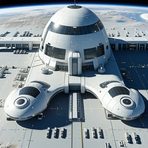 A Large White Building With A Dome On Top Is The Focal Point Of The Image