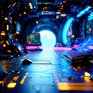 Futuristic tech startup office