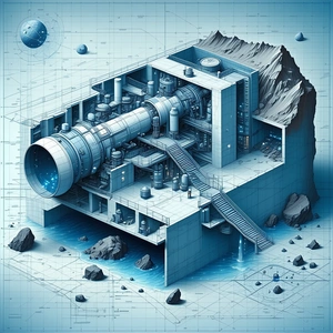 blue white drawing futuristic city