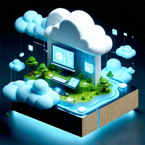 Cloud Computing Visualization With Computer Desk