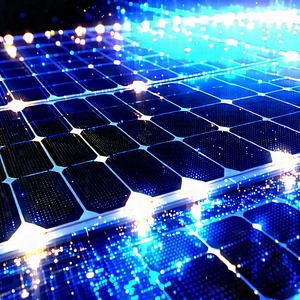 Solar Panel With Digital Particles With Blue Solar