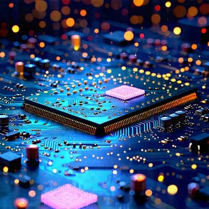 Close-up Of Electronic Circuit With Close-up Computer