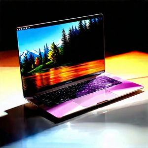 Laptop With Digital Artwork With Laptop Computer