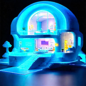 Futuristic Smart Home With Blue White