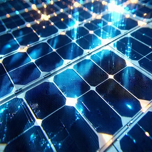 Solar Panel With Holographic Projection With Close-up Solar