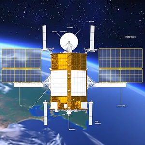 A Spacecraft With A Large Satellite Dish On Its Side