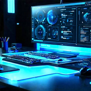 Futuristic digital workspace