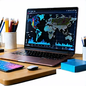 Laptop With Data Visualization With Laptop Computer