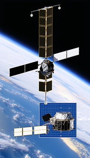 A Space Shuttle With A Large Satellite Attached To The Back Of It