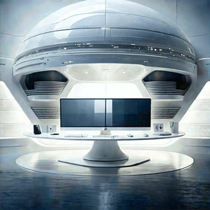 Futuristic Tech Startup Office With Large, White,