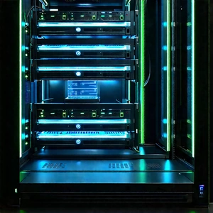 Server Rack With Neon Accents With Large, Black