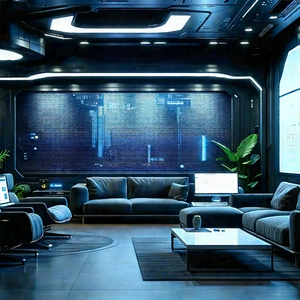 Futuristic tech startup office