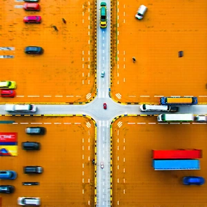 Urban Advertising Photography: Aerial view of transportation hub