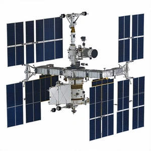 A Large Spacecraft With A Satellite Dish On Its Side