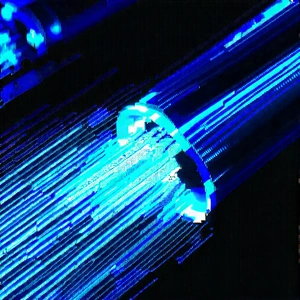 Close-up of fiber optic cables