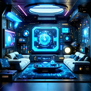 (futuristic:1.32) Smart Home With Image, There