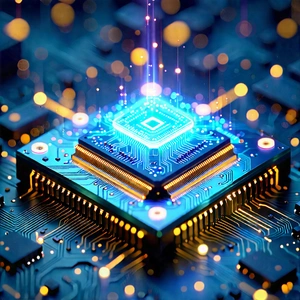Microchip With Laser Scanning With Close-up Computer