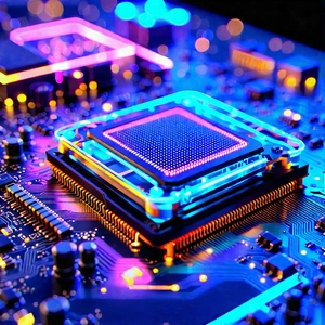 Circuit board with neon accents