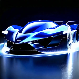 Automotive Technology In Design Studio With Blue Futuristic