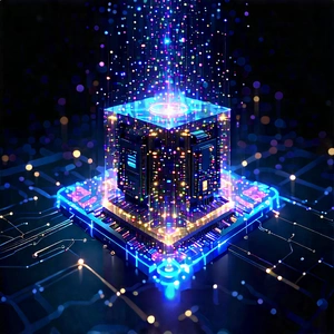 Quantum Computer With Data Streams With Image, There