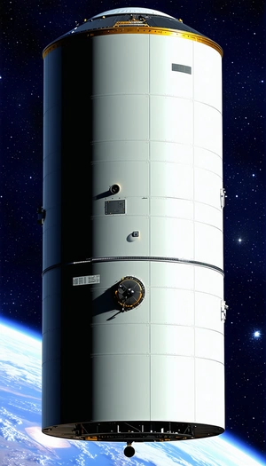 A Large White Space Shuttle Is Docked At A Space Station
