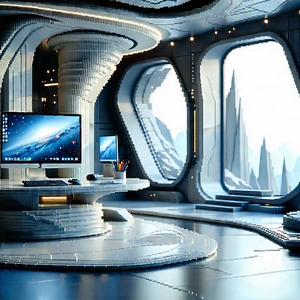 Futuristic Tech Startup Office With Image, There