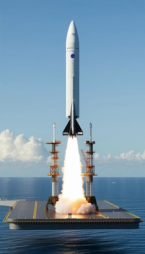 A Rocket Launching Into The Sky, With A Space Shuttle On Top Of It