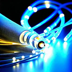 Tech Low Poly: Close-up Of Fiber Optic Cables With Close-up Blue