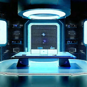 Futuristic Digital Workspace With Image, There
