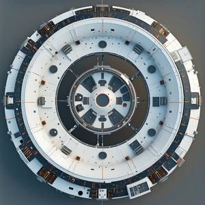 A Large White Spacecraft Is Shown In A Close-up View
