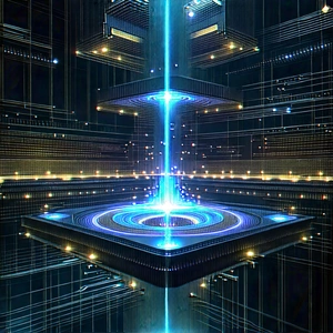 Quantum Computer With Data Streams With Image, There
