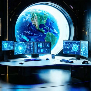 Futuristic (digital:1.5) workspace
