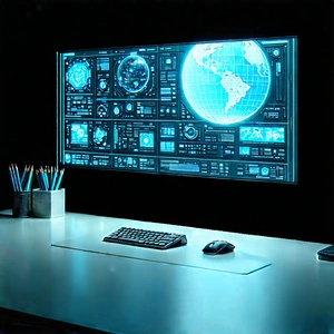 (futuristic:1.37) digital workspace