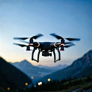 Tech Graphic Design: Drone With Streaming Content With Black Drone