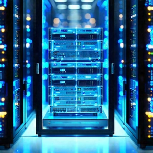 Server Rack With Holographic Projection With Large Server