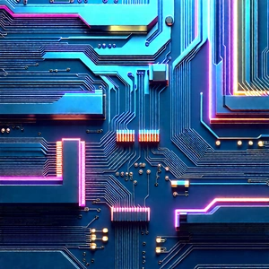 Circuit board with neon accents