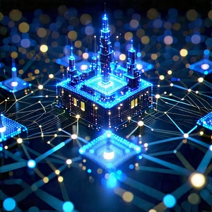 Blockchain Network Visualization With Blue White