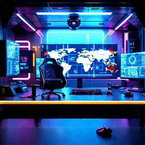 Futuristic Digital Workspace With Image, There