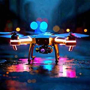 Drone With Glowing Screen With Small Drone
