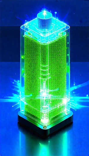 Quantum computer with blue light glow