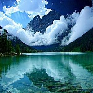 Nature Professional Photography: Dramatic Clouds Over Alpine Lake With Serene Lake