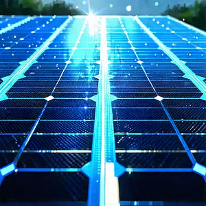 Solar Panel With Blue Light Glow With Large Solar