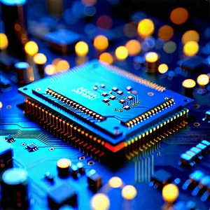 Close-up Of Electronic Circuit With Close-up Computer