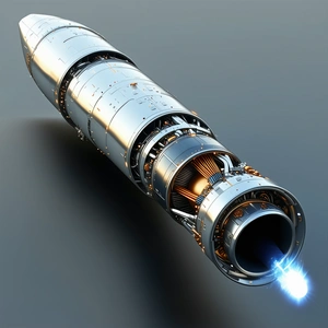 A Large Silver Cylinder Is Shown In A Close-up View