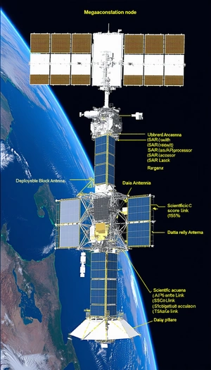 A Spacecraft With A Large Antenna On Top Of It