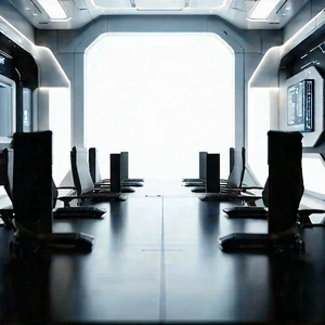 Futuristic tech startup office