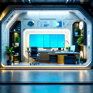 Futuristic Tech Startup Office With Image, There
