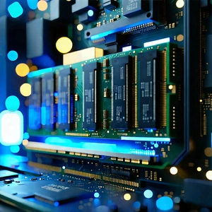Close-up Of Memory Module With Close-up Computer