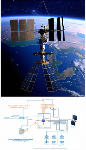 A Large Satellite Spacecraft Floating In The Sky